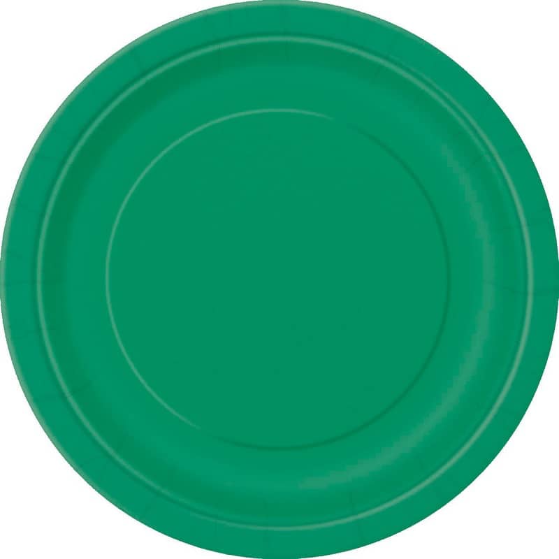 Emerald Green Large Round Paper Plates 23cm (9") 8pk Solid Colour - Party Owls