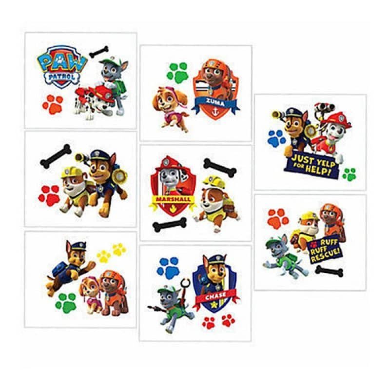 PAW Patrol Fake Tattoos 8PCS Party Favour 395506 - Party Owls