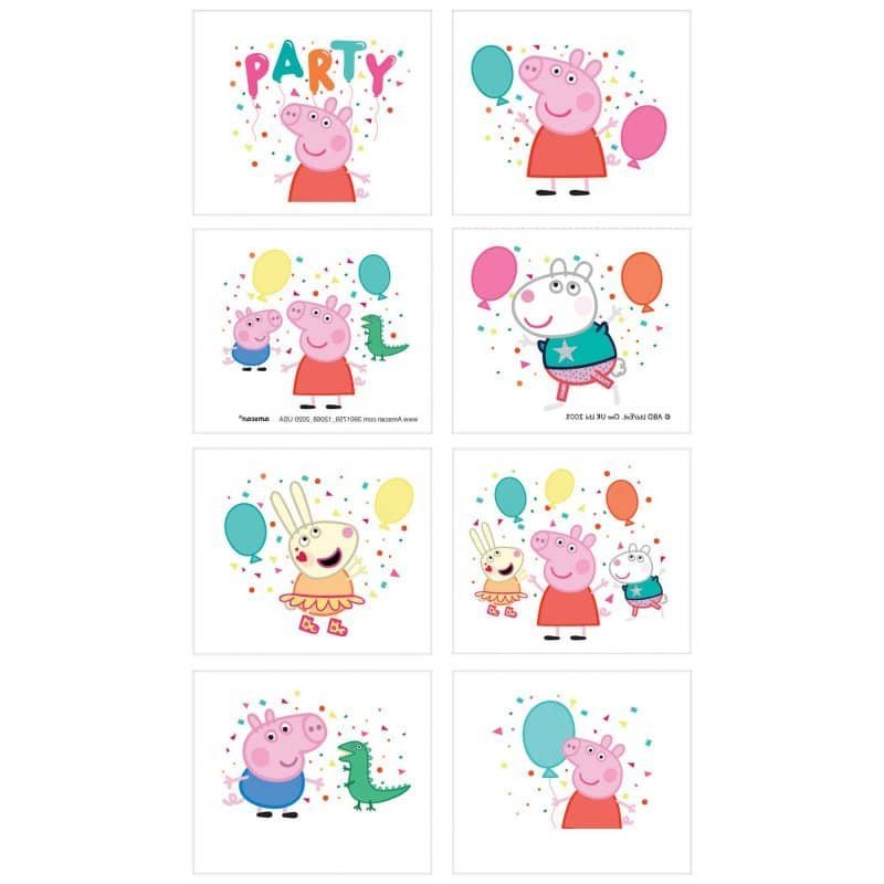 Peppa Pig Confetti Fake Tattoos 8pk Party Favour 3901759 - Party Owls