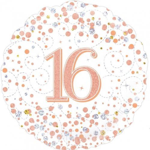 Rose Gold 16th Birthday Foil Prismatic Balloon 45cm (18") 210421 - Party Owls