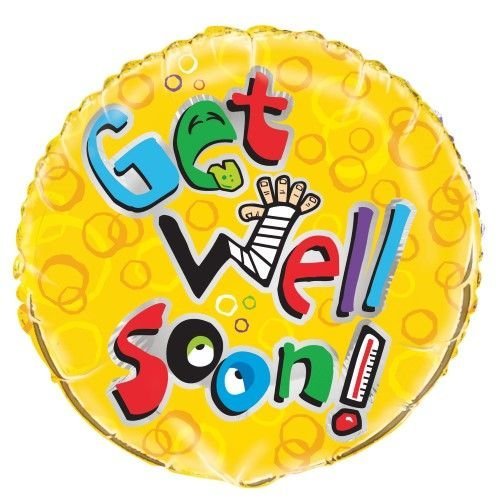 Foil Balloon 45CM (18") Get Well Soon Humour Yellow 54446 - Party Owls