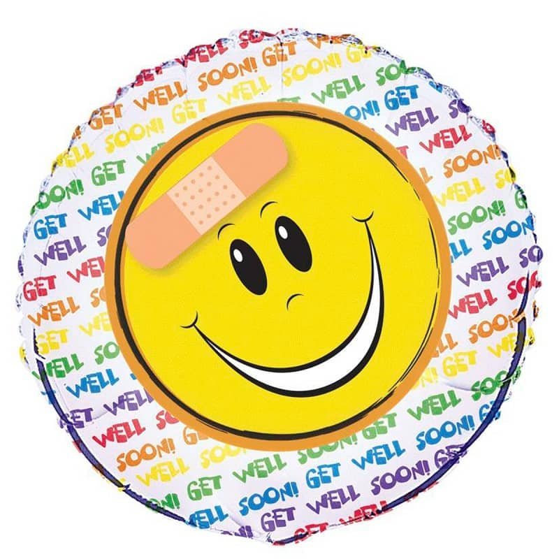 Foil Balloon 45CM (18") Get Well Soon Smiley Face Bandage 52211 - Party Owls