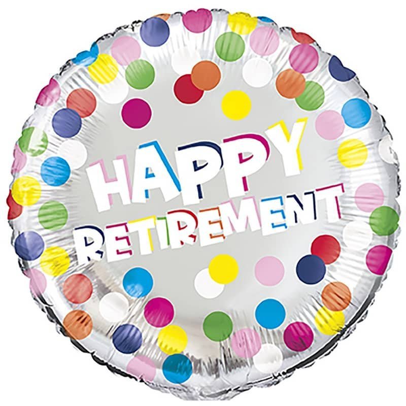 Happy Retirement Foil Colourful Dots Balloon 45cm (18") 53751 - Party Owls