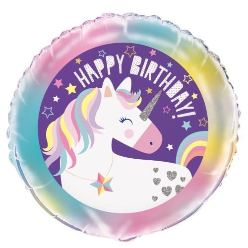 Unicorn Happy Birthday Foil Balloon 45cm (18") 72487 - Party Owls