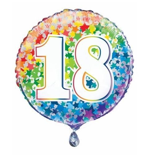 18th Birthday Rainbow Stars Foil Balloon 45cm (18") 55781 - Party Owls