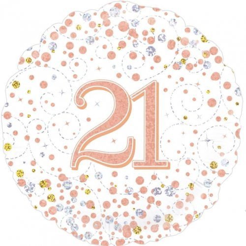 Rose Gold 21st Birthday Foil Prismatic Balloon 45cm (18") 210423 - Party Owls