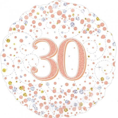 Rose Gold 30th Birthday Foil Prismatic Balloon 45cm (18") 210424 - Party Owls