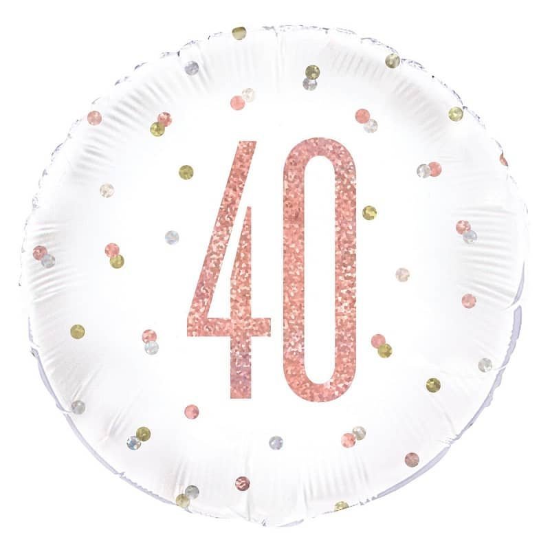 Rose Gold 40th Birthday Foil Prismatic Balloon 45CM (18") 84903 - Party Owls