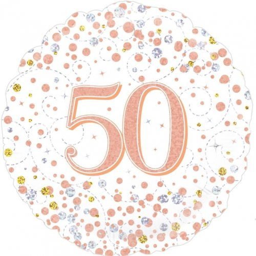 Rose Gold 50th Birthday Foil Prismatic Balloon 45cm (18") 210426 - Party Owls