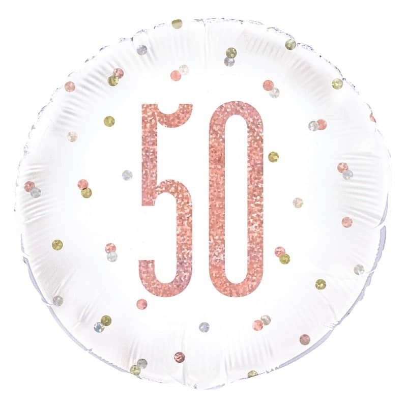 Rose Gold 50th Birthday Foil Prismatic Balloon 45CM (18") 84904 - Party Owls