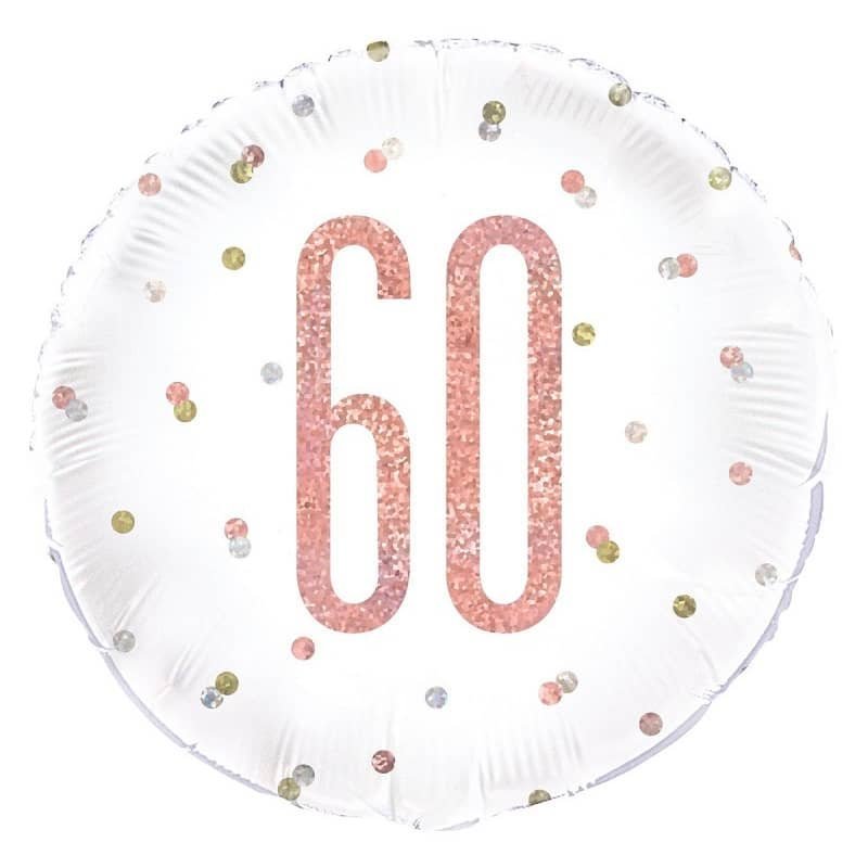 Rose Gold 60th Birthday Foil Prismatic Balloon 45CM (18") 84905 - Party Owls