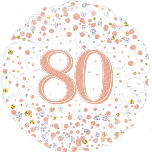 Rose Gold 80th Birthday Foil Prismatic Balloon 45cm (18") 210429 - Party Owls