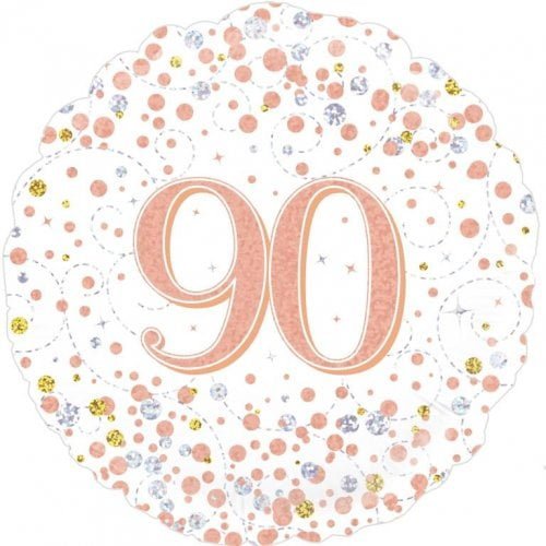 Rose Gold 90th Birthday Foil Prismatic Balloon 45cm (18") 210430 - Party Owls