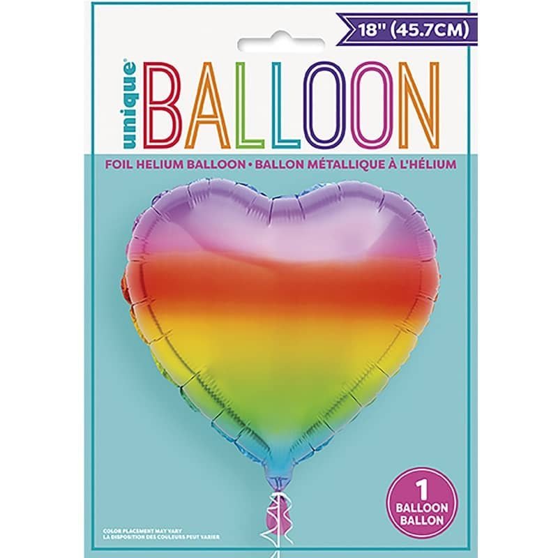 Rainbow Heart Shape Foil Balloon 45CM (18") 57601 - Party Owls