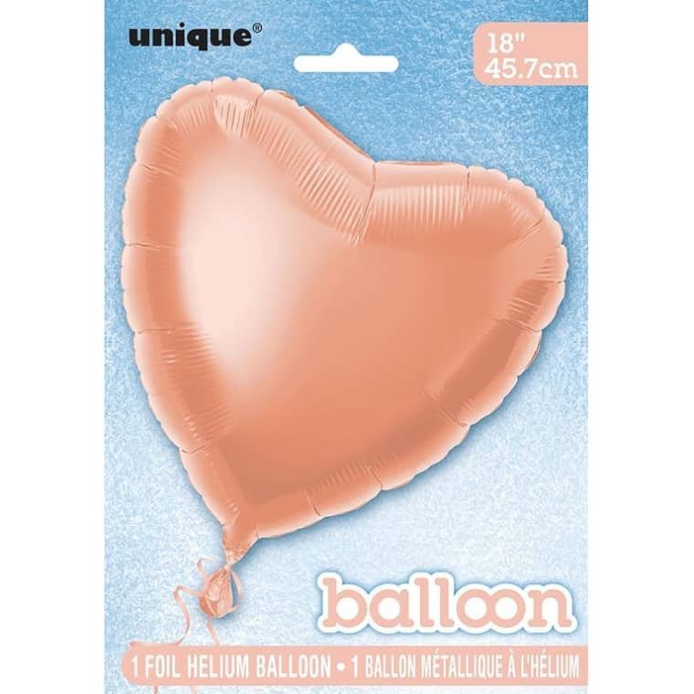 Rose Gold Heart Shape Foil Balloon 45CM (18") 52967 - Party Owls