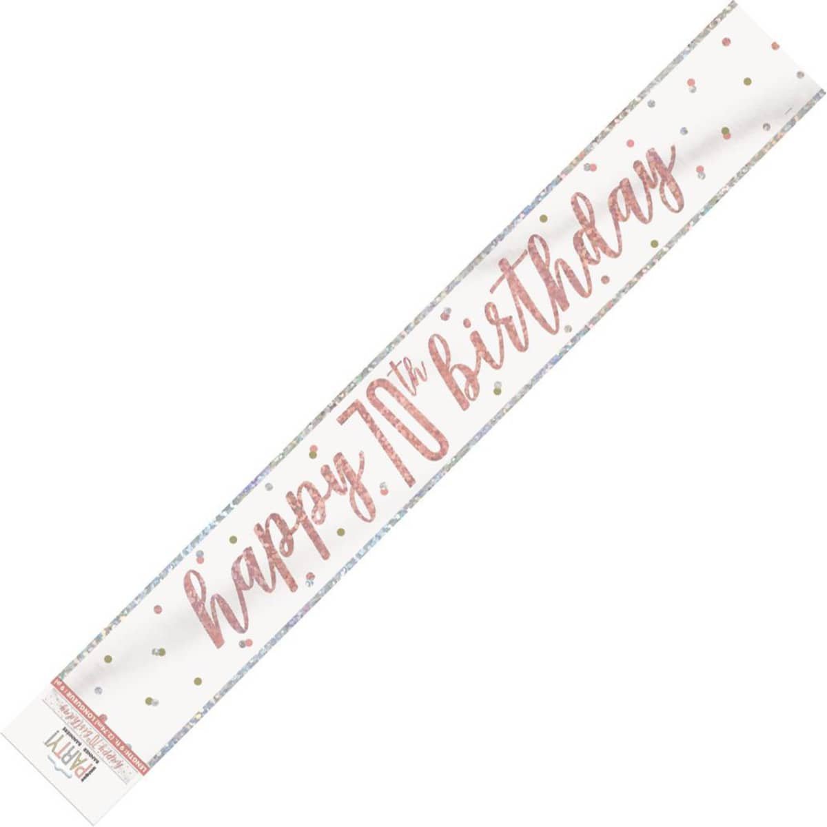 Rose Gold Happy 70th Birthday Foil Banner 2.74M (9') 84859 - Party Owls