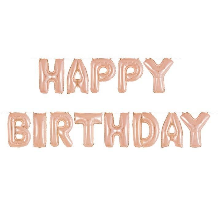 Rose Gold "Happy Birthday" Foil Letter Balloons Banner Kit 53668 - Party Owls