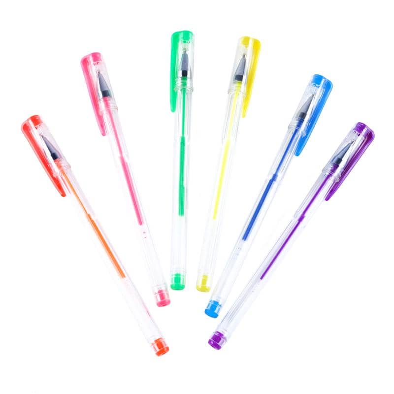 Gel Pens 0.8mm 6pk Assorted Fluro Ink Colours - Party Owls