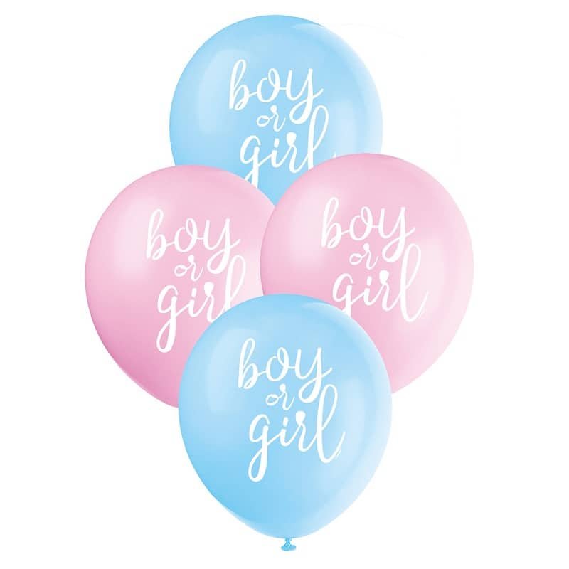 Gender Reveal "Boy Or Girl" Latex Balloons 30CM (12") 8pk - Party Owls