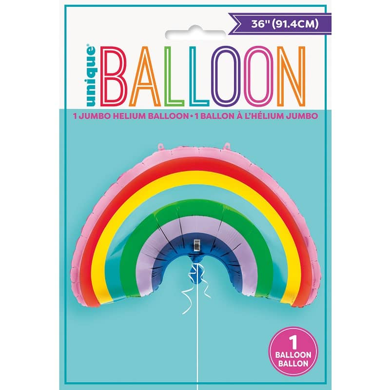 Giant Rainbow Foil Balloon 72.3cm (28.5") With Hang Tabs - Party Owls