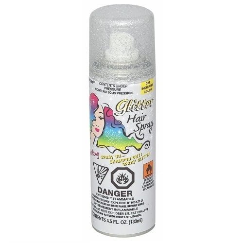 Silver Glitter Hair Spray 133ML Temporary Coloured Hairspray 9158 - Party Owls