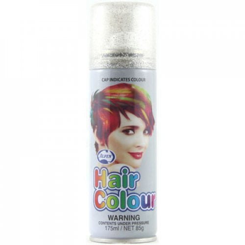 Silver Glitter Hair Spray 175ML Temporary Coloured Hairspray 208211 - Party Owls