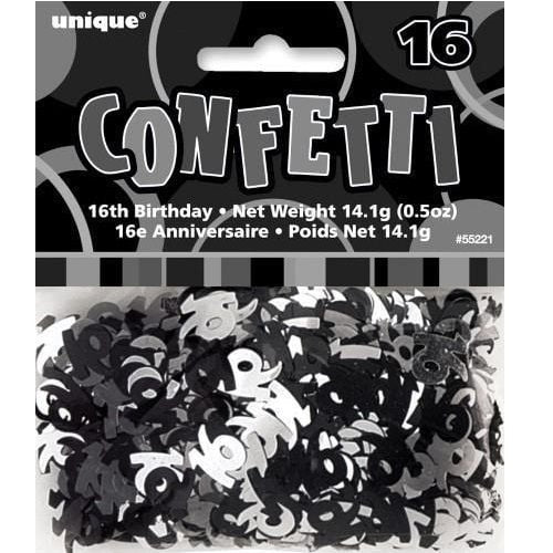 Glitz Black Silver 16th Birthday Confetti Table Decorations - Party Owls