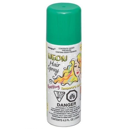 Green Hair Spray 133ML Temporary Neon Coloured Hairspray 9053 - Party Owls