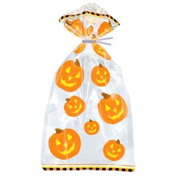 Halloween Cello Bags 20pk Pumpkin Glow Party Bags - Party Owls