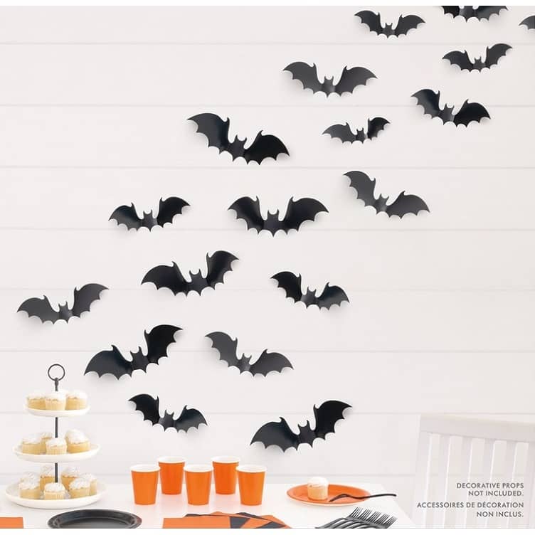 Halloween Flying Bats Stickers Wall Decoration Kit 24pk - Party Owls
