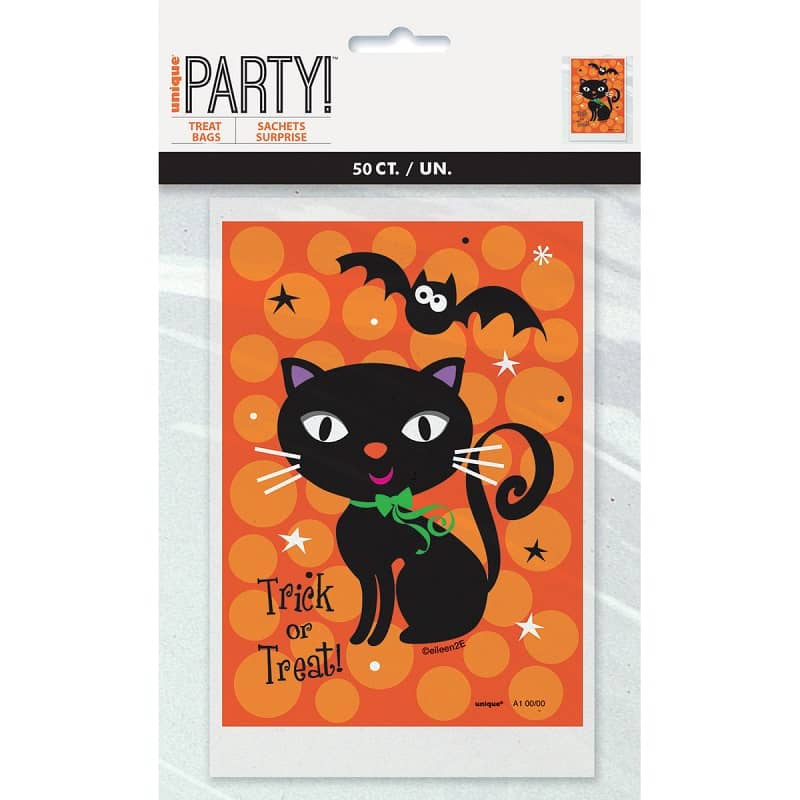 Halloween Trick-Or-Treat Bags 50pk Cat And Bat - Party Owls