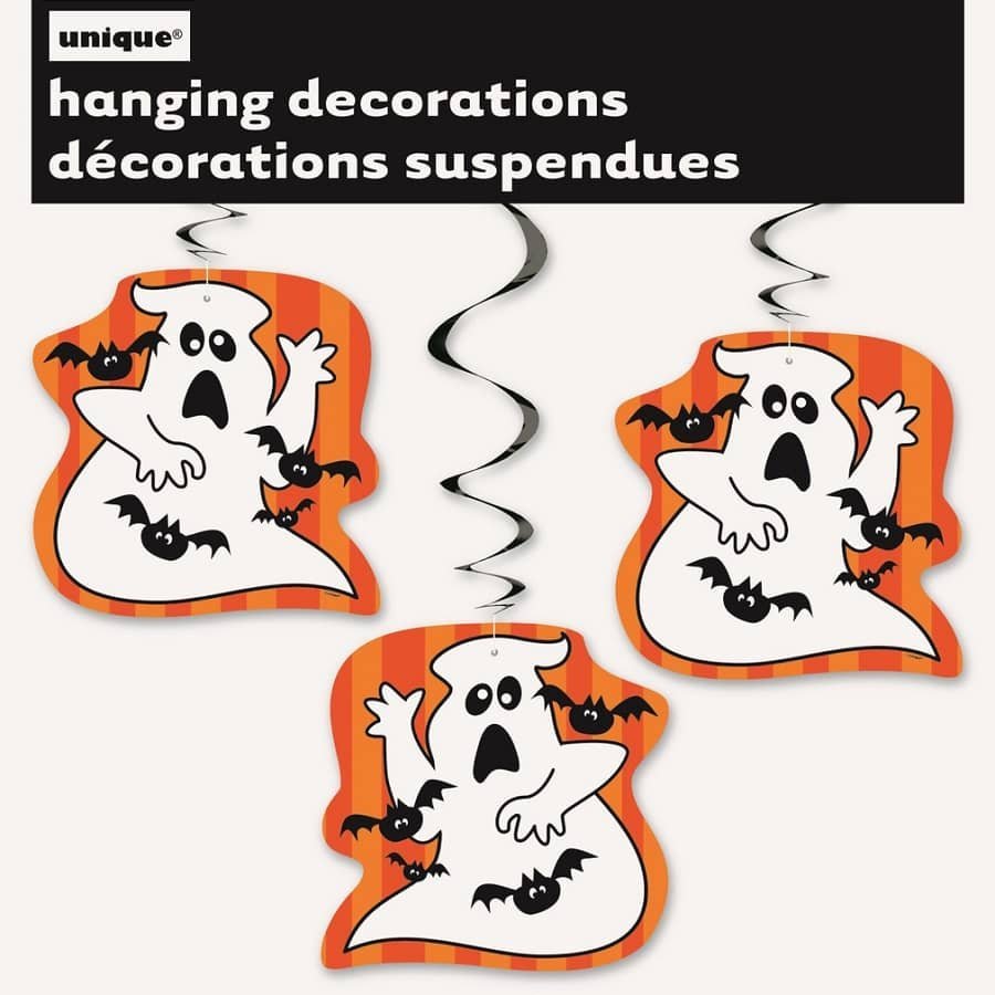 Halloween Hanging Swirl Decorations 3pk Ghosts And Bats 63478 - Party Owls