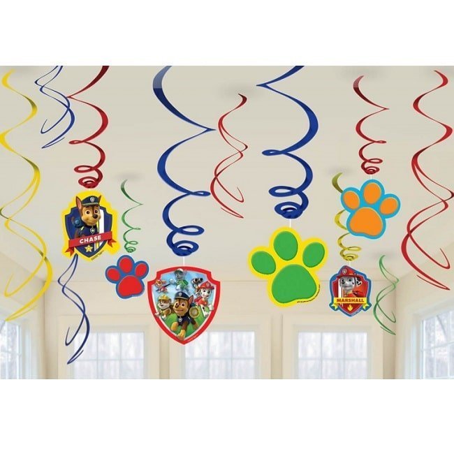 PAW Patrol Hanging Swirl Decorations Pack 12pk 671462 - Party Owls