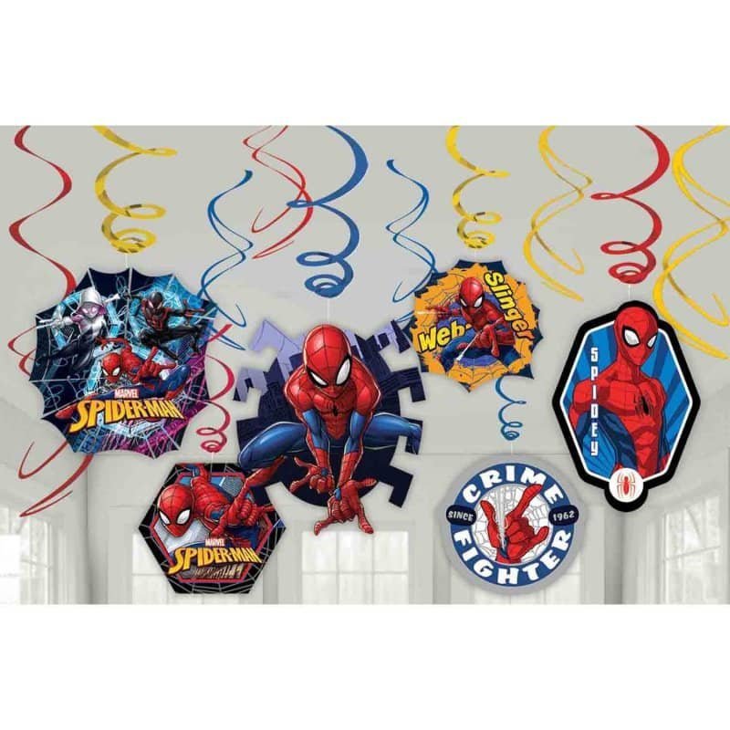 Spider-Man Hanging Swirl Decorations Pack 12pk 670666 - Party Owls