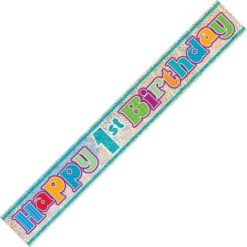 Happy 1st Birthday Prismatic Banner 3.6m 10852 - Party Owls