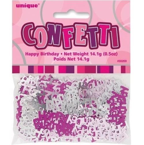 Glitz Pink And Silver Happy Birthday Confetti 14g (0.5oz) 55200 - Party Owls