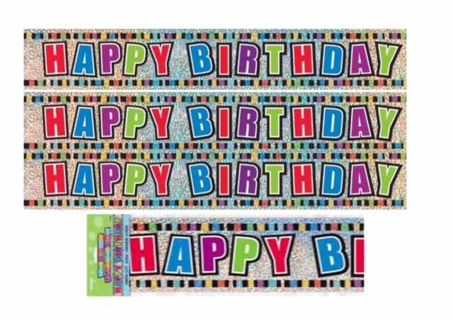 Happy Birthday Prismatic Foil Banner 3.6m 10865 - Party Owls