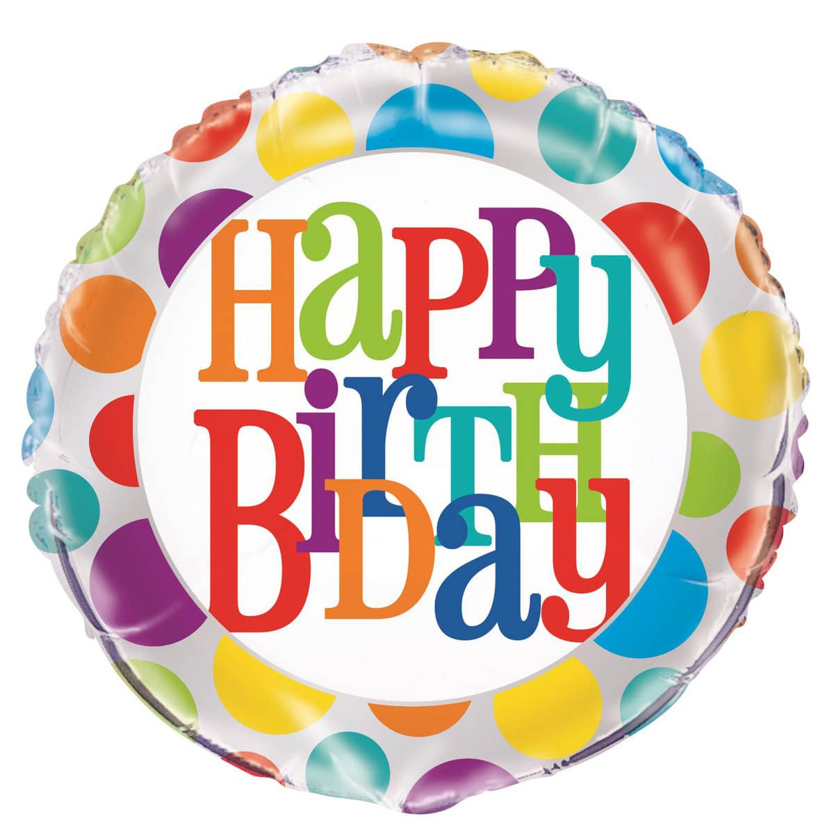 Happy Birthday Rainbow Dots Foil Balloon 45CM (18") - Party Owls