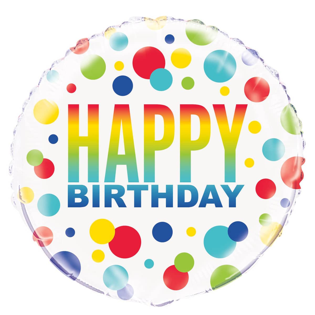 Happy Birthday Rainbow Dots Foil Balloon 45CM (18") - Party Owls