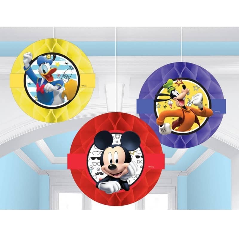 Mickey Mouse Honeycomb Hanging Decorations 3pk 291789 - Party Owls