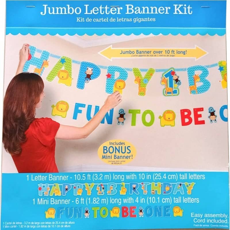 Wild One Boys 1st Birthday Jumbo Letter Banner  120120 - Party Owls