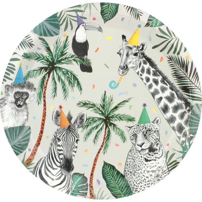 Jungle Animals Safari Large Paper Plates 23CM (9") 8pk - Party Owls