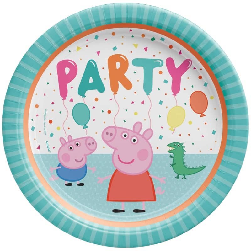 Peppa Pig Large Paper Plates 23cm (9") 8pk 552626 - Party Owls