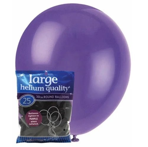 Purple Solid Colour Latex Balloons 30cm (12") 25pk MFBD-2546 - Party Owls