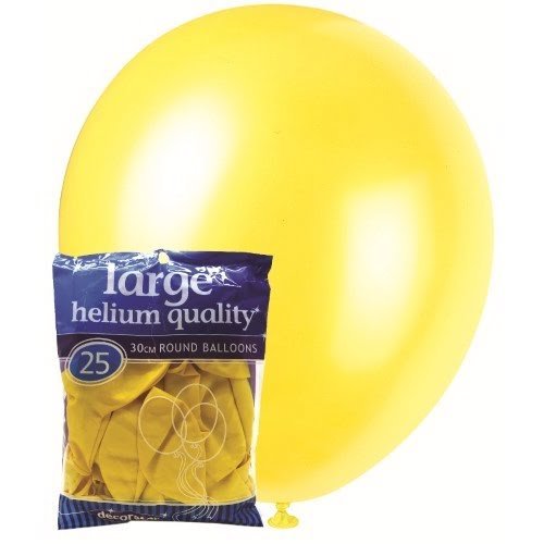 Yellow Solid Colour Latex Balloons 30cm (12") 25pk MFBD-2541 - Party Owls