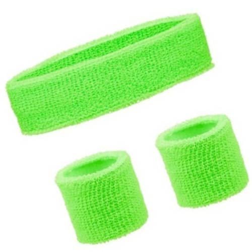 Lime Green 80'S Cotton Wristbands Headband Sweatbands Set 14900-07 - Party Owls