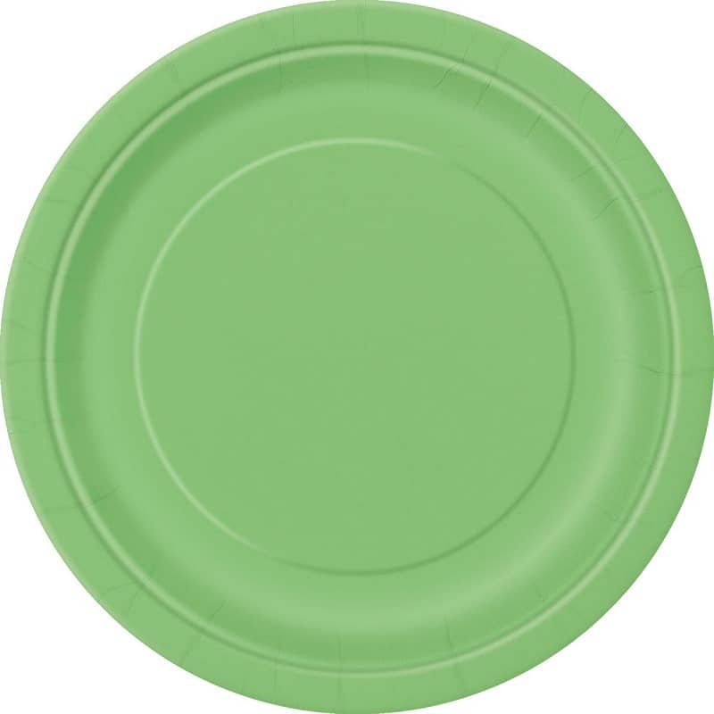 Lime Green Large Round Paper Plates 23cm (9") 8pk Solid Colour - Party Owls