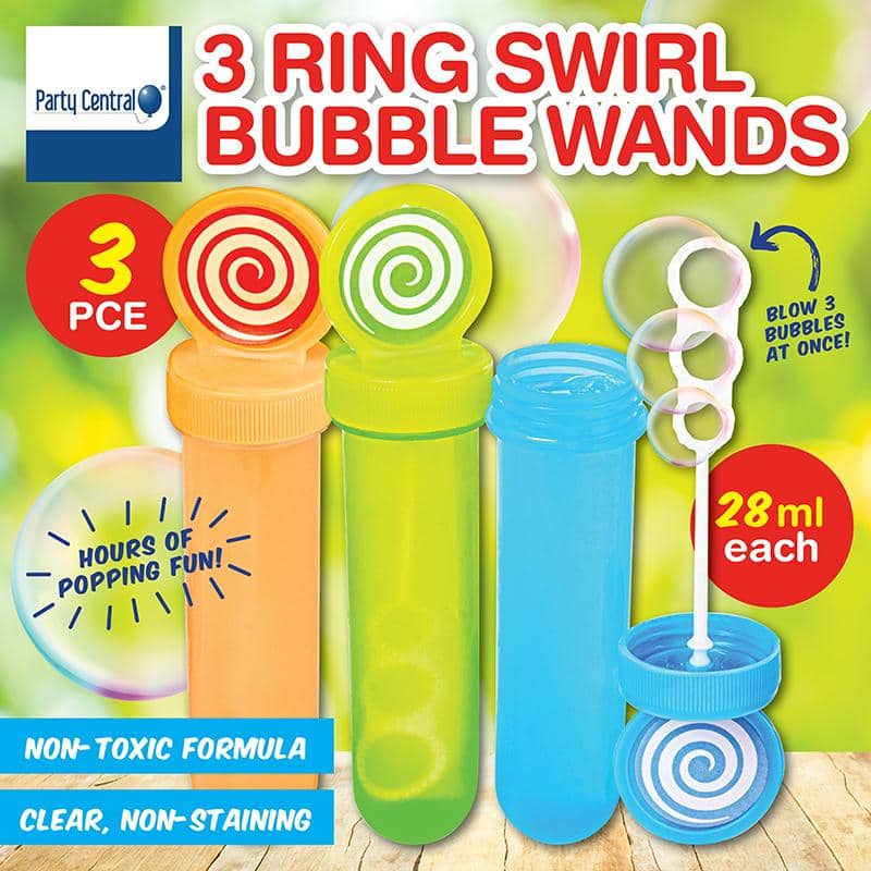 Lollipop Bubble Wands 28ml 3pk - Party Owls