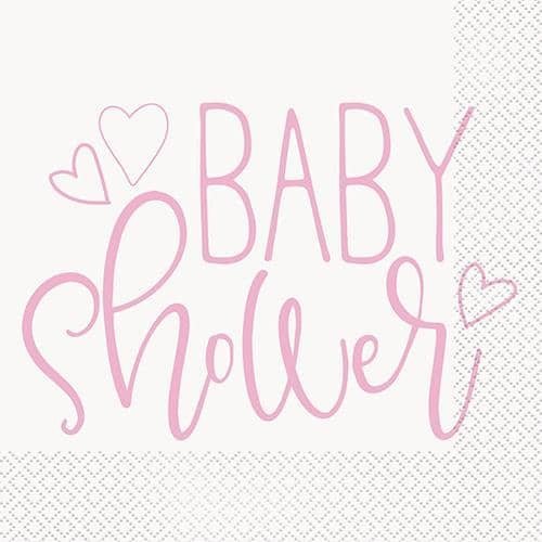 Baby Shower Pink Lunch Napkins 16pk Serviettes  73362 - Party Owls