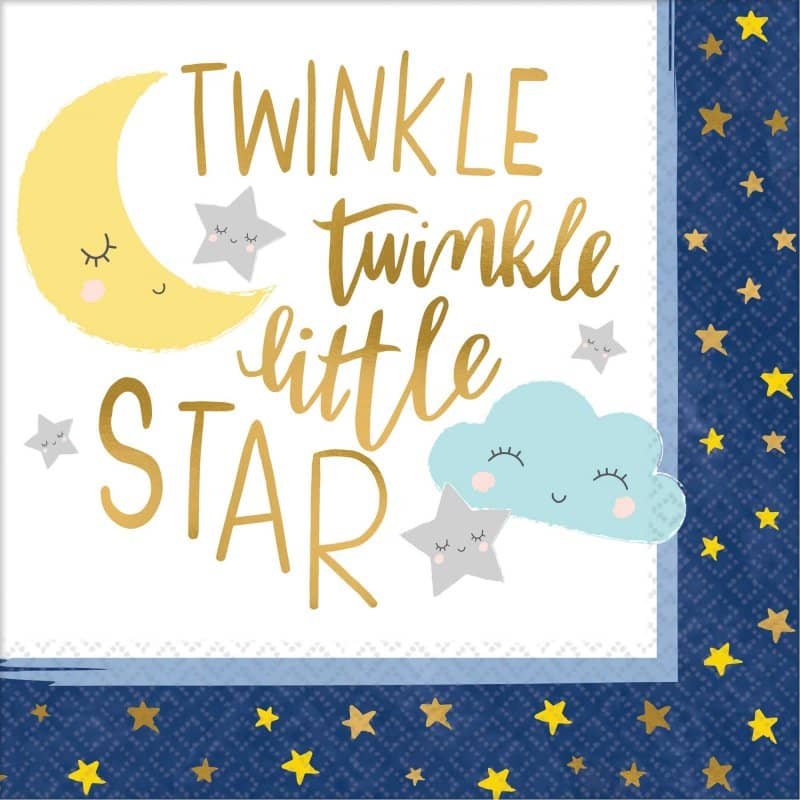 Twinkle Little Star Lunch Napkins 16pk Luncheon Serviettes Baby Shower 1st Birthday Serviettes 512152 - Party Owls
